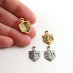 17mmx16mm Pewter Dreidel Hanukkah Toy Charm Jewish Religious Pendant (2pc)