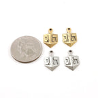 17mmx16mm Pewter Dreidel Hanukkah Toy Charm Jewish Religious Pendant (2pc)