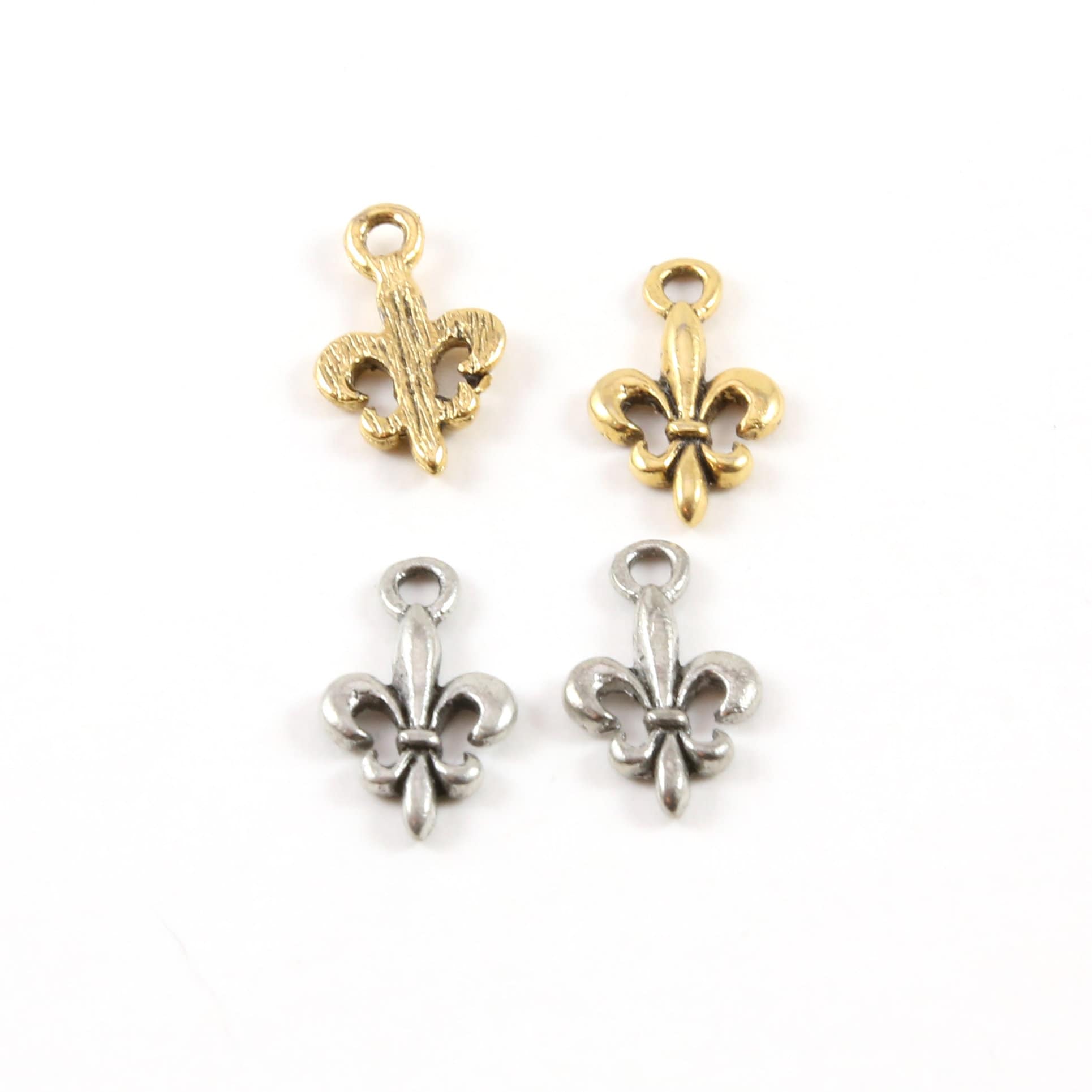 17mmx10mm Pewter Tiny Small Fleur De Lis Charm Pendant Necklace Charm (2pc)