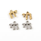 Pewter Simple Small Chai Life Charm in Jewish Hebrew Symbol (2pc)