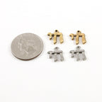 Pewter Simple Small Chai Life Charm in Jewish Hebrew Symbol (2pc)