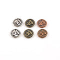 10mm Pewter Om Ohm Symbol Coin with Dotted Edges Charm Pendant (2pc)