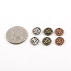 10mm Pewter Om Ohm Symbol Coin with Dotted Edges Charm Pendant (2pc)