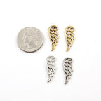 25mmx8mm Pewter Large Outline Double Sided Whimsical Angel Wing Charm (2pc)