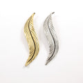 80mmx15mm Pewter Extra Large Modern Feather Charm Necklace Pendant