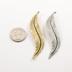 80mmx15mm Pewter Extra Large Modern Feather Charm Necklace Pendant