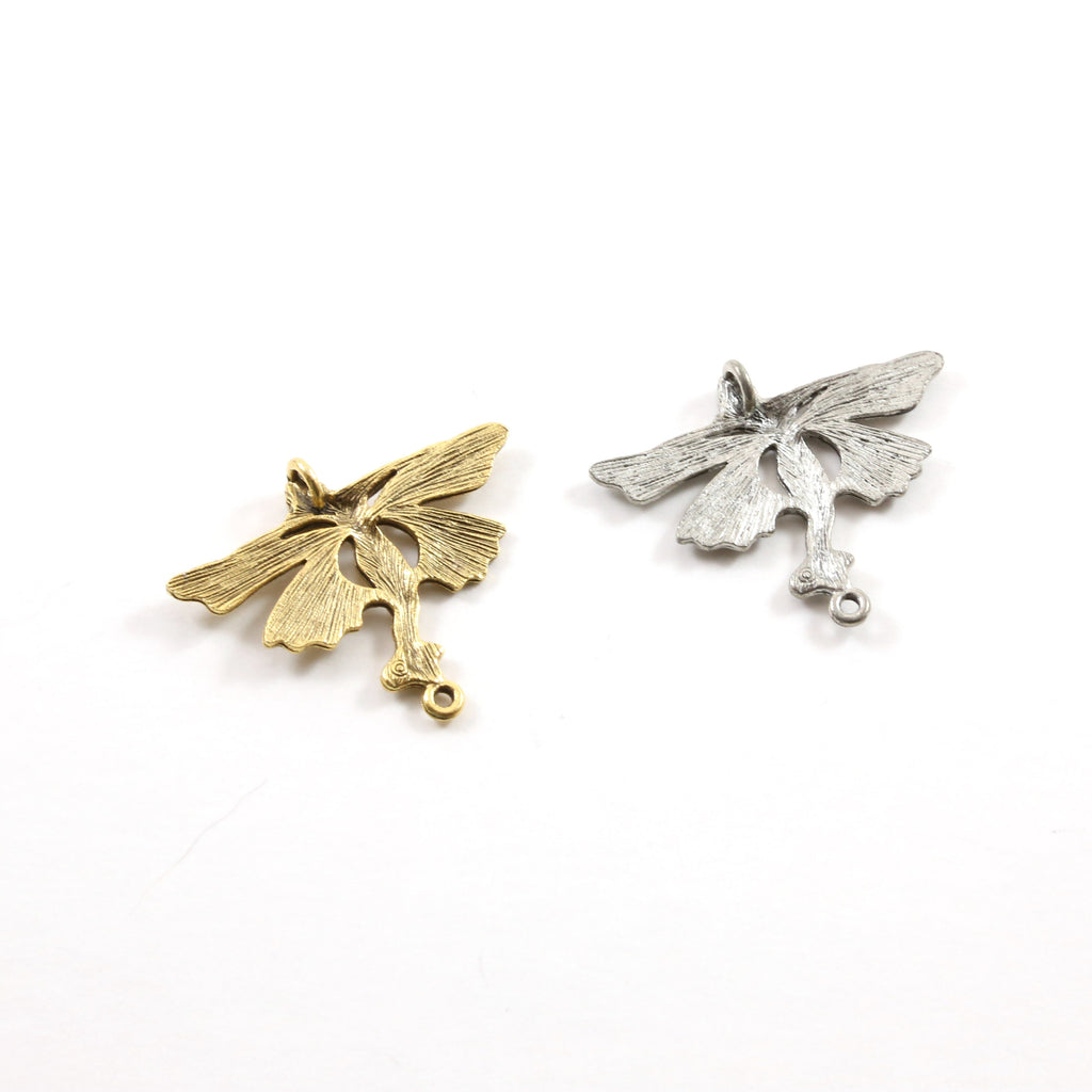Pewter Flying Fairy Butterfly Wings Pixie Charm 2 Loop