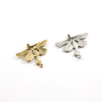 Pewter Flying Fairy Butterfly Wings Pixie Charm 2 Loop