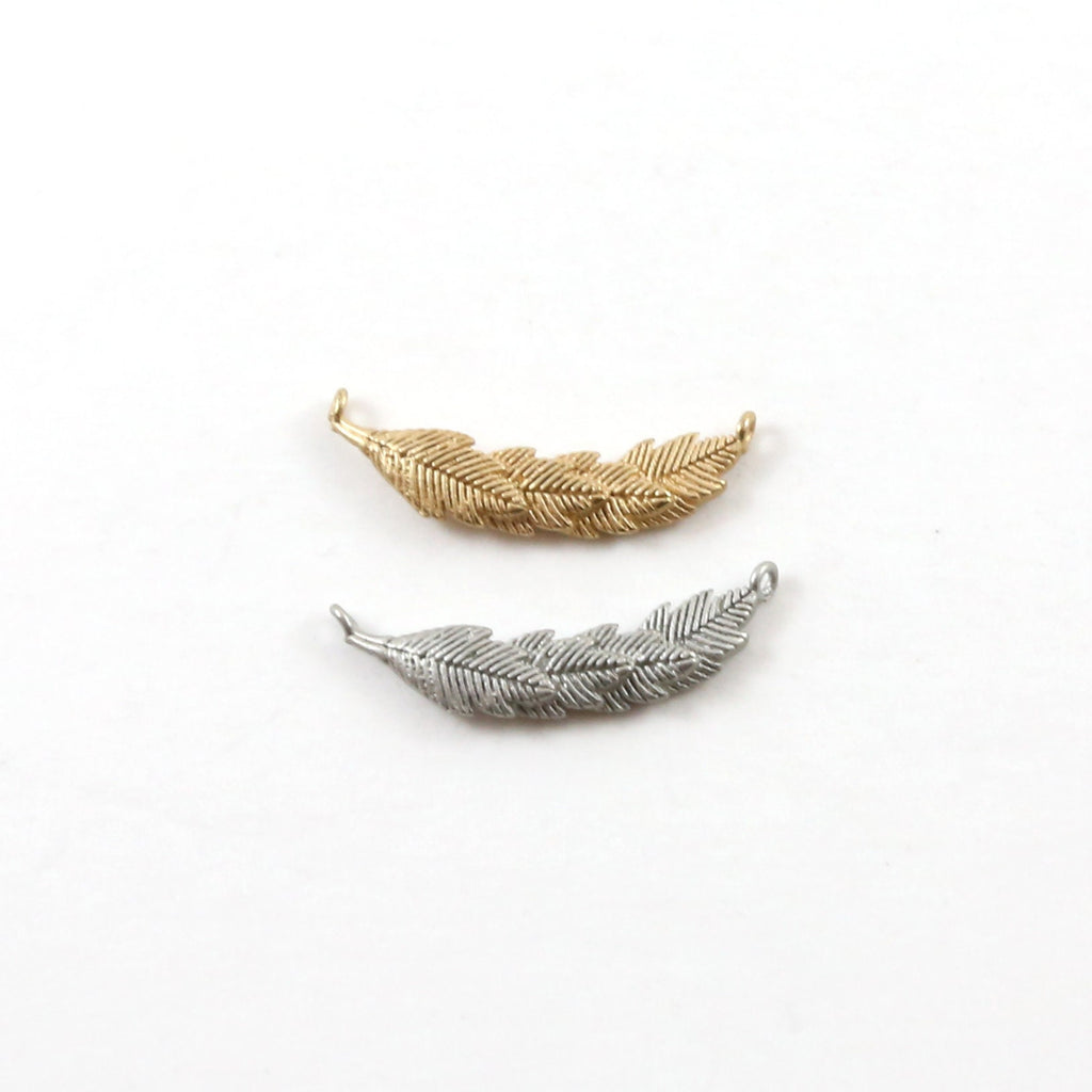 23mmx5mm Pewter Feather Wreath Bar Connector Link Charm Minimal Modern
