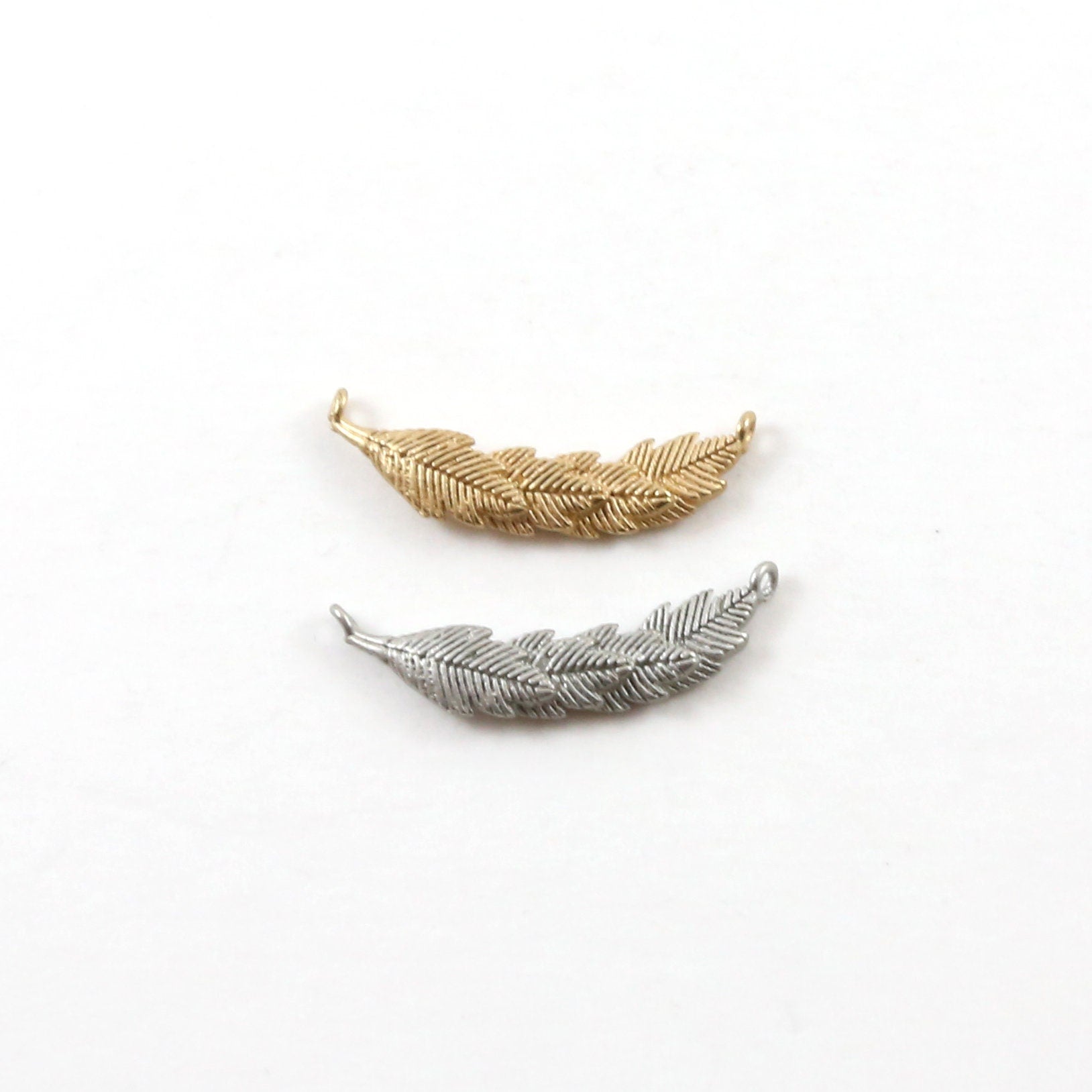 23mmx5mm Pewter Feather Wreath Bar Connector Link Charm Minimal Modern