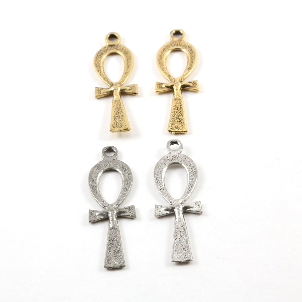 44mmx13mm Pewter Extra Large Egyptian Ankh Life Charm with Raised Center (2pc)