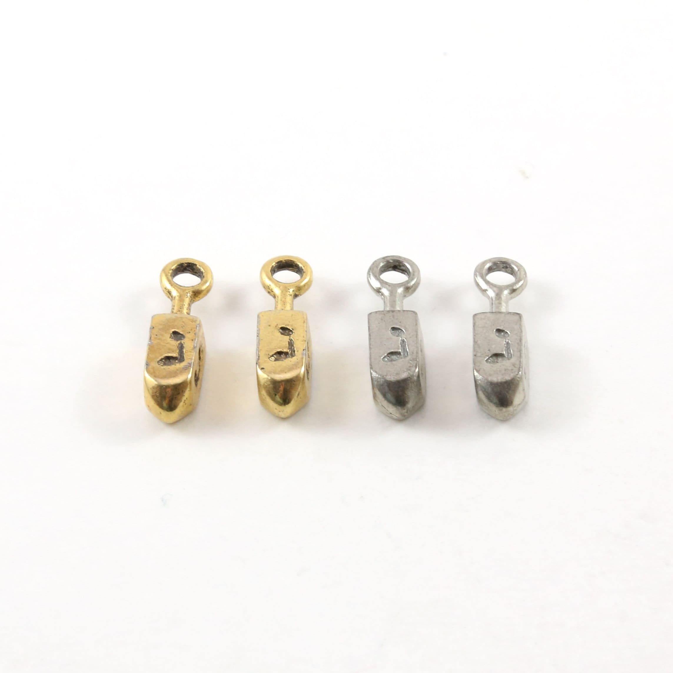 5mmx20mm Pewter Four Sided 3D Dreidel Hanukkah Toy Charm Jewish (2pc)