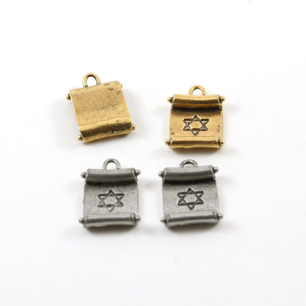 18mmx12mm Pewter Star of David Paper Scroll Pendant Charm Religious (2pc)