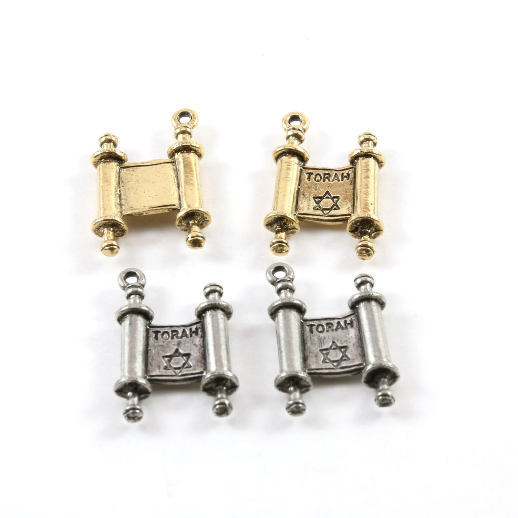 25mmx12mm Pewter Torah Star of David Paper Scroll Pendant Charm (2pc)