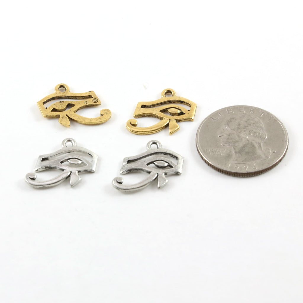 19mmx17mm Pewter Eye of Ra Ancient Egyptian Charm in Antique Silver (2pc)