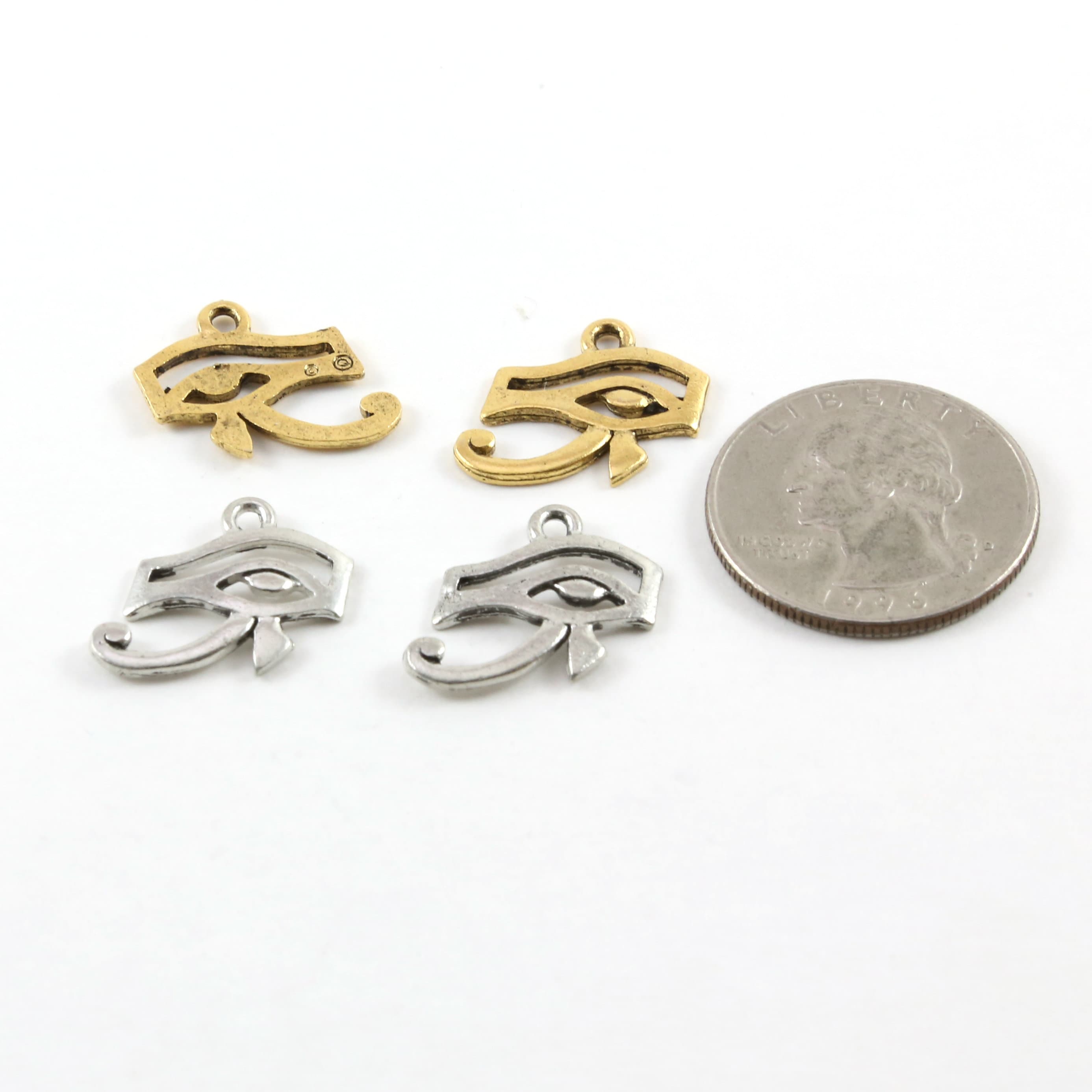 19mmx17mm Pewter Eye of Ra Ancient Egyptian Charm in Antique Silver (2pc)