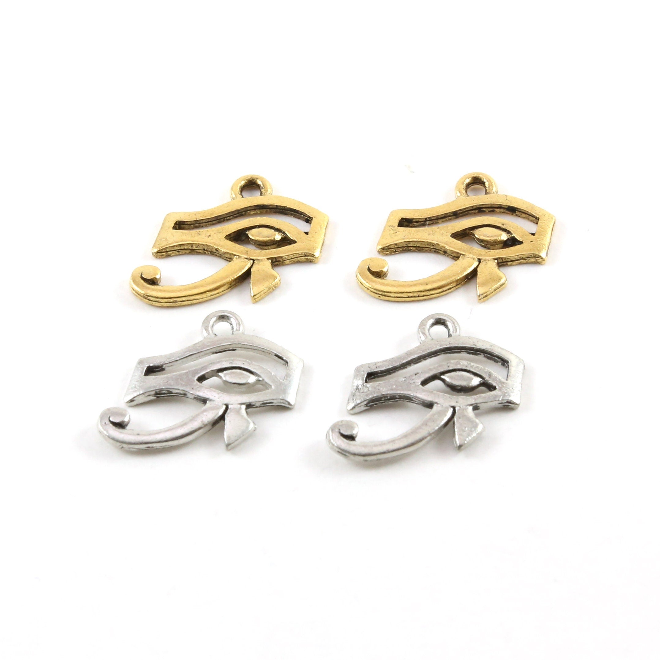 19mmx17mm Pewter Eye of Ra Ancient Egyptian Charm in Antique Silver (2pc)