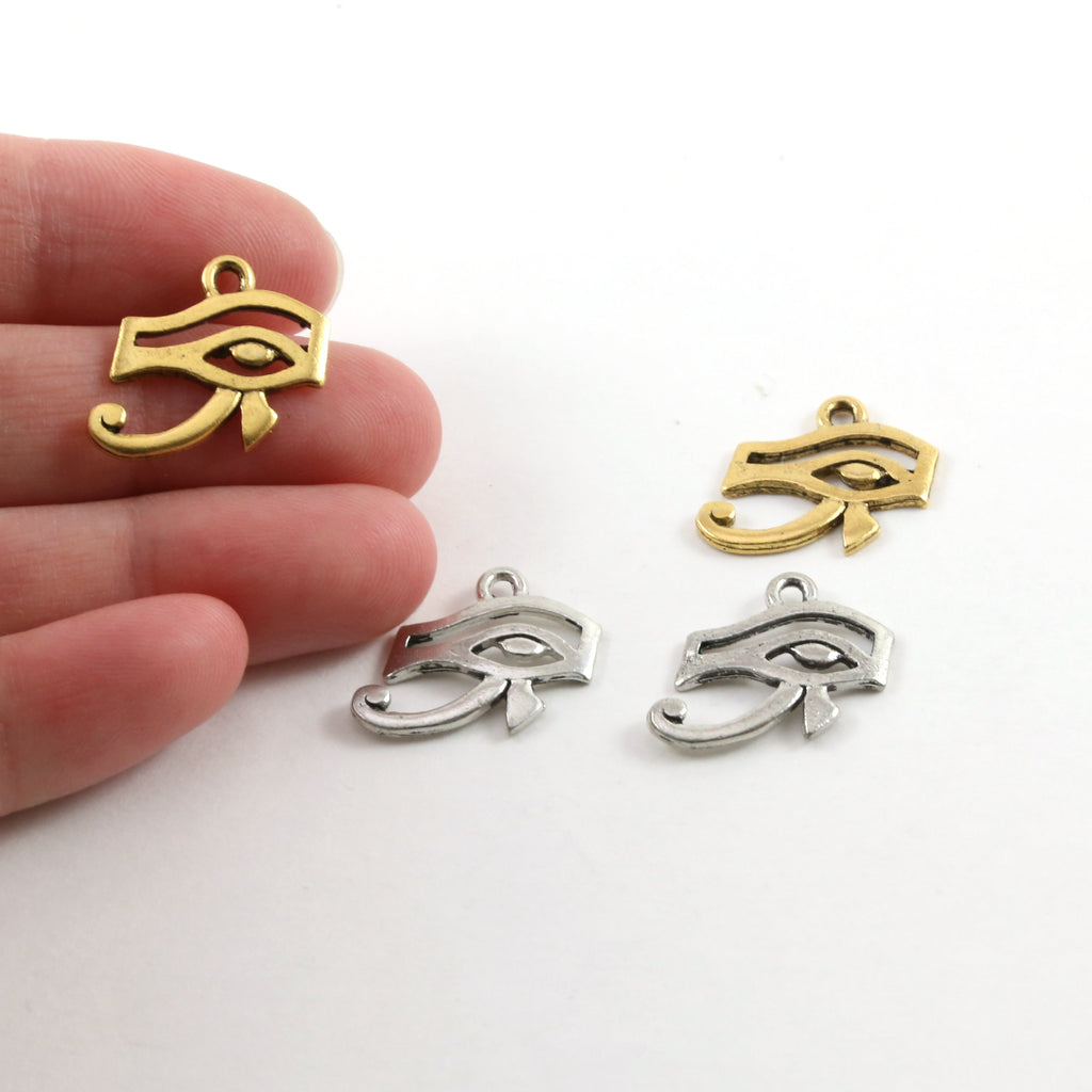 19mmx17mm Pewter Eye of Ra Ancient Egyptian Charm in Antique Silver (2pc)