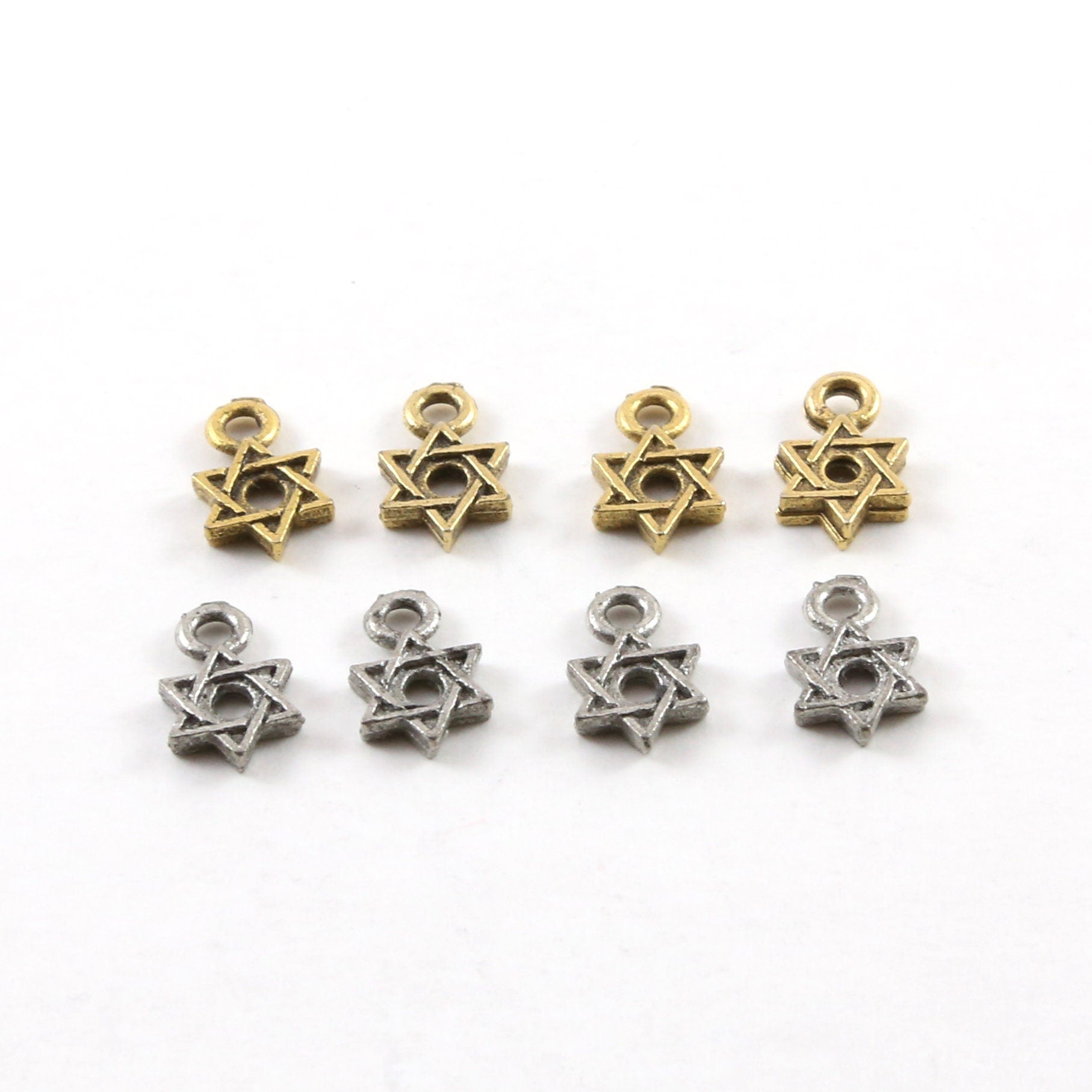 10mmx6mm Pewter Tiny Delicate Star of David Charm Religious Jewish (4pc)