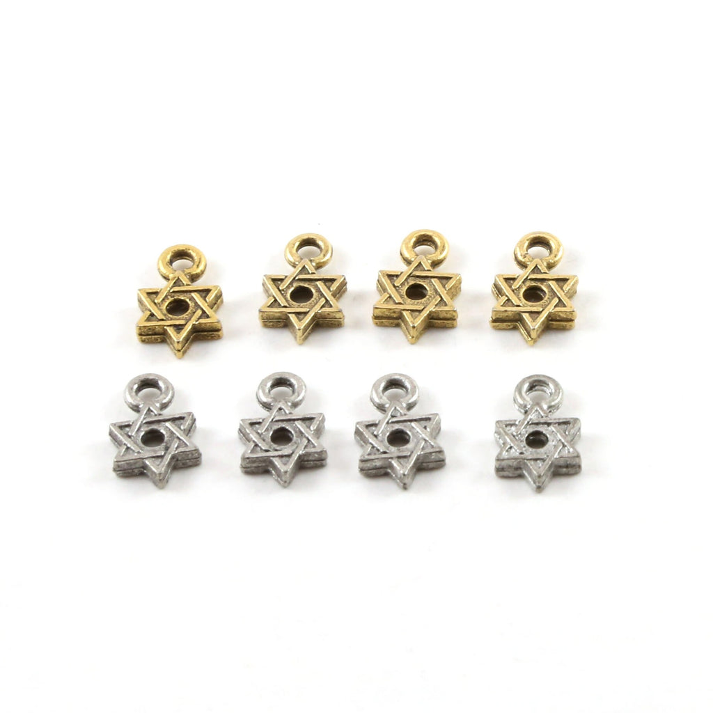 10mmx6mm Pewter Tiny Delicate Star of David Charm Religious Jewish (4pc)