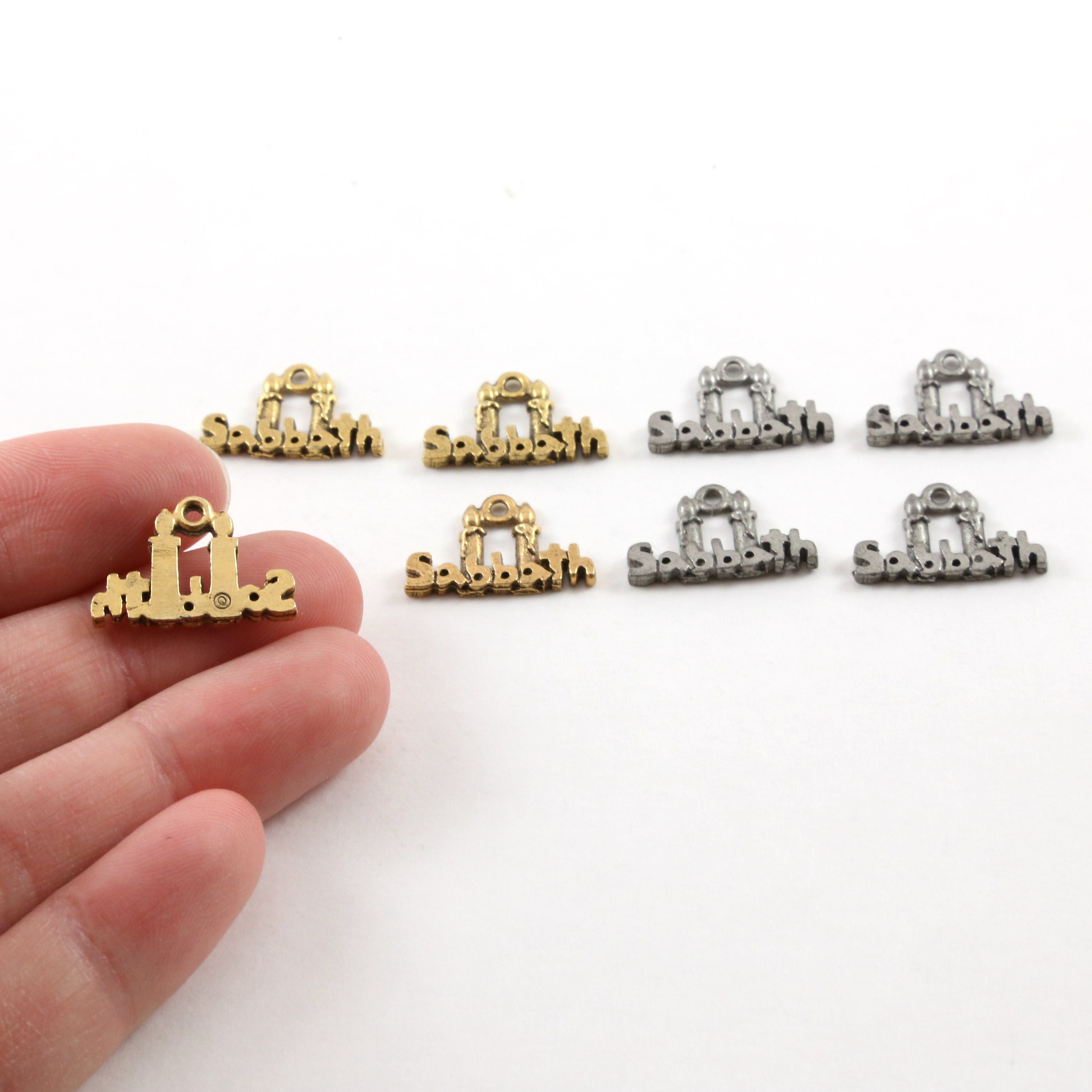 Pewter Sabbath Candles Charm Jewish Religious Pendant 14mm X (4pc)