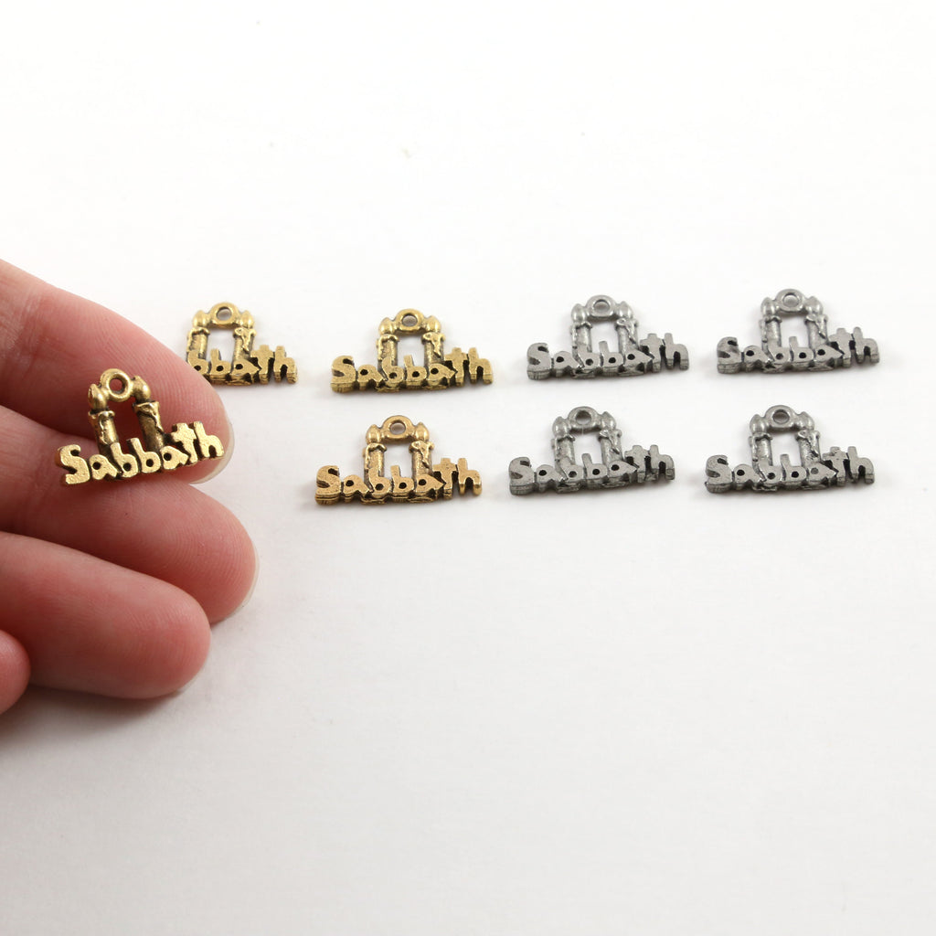 Pewter Sabbath Candles Charm Jewish Religious Pendant 14mm X (4pc)