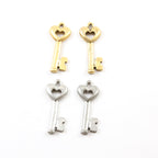 31mmx17mm Pewter Tall Heart Key Charm Best Friend Charm Necklace Pendant (2pc)