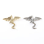 35mmx45mm Pewter Large Flying Detailed Dragon Charm Fantasy Medieval