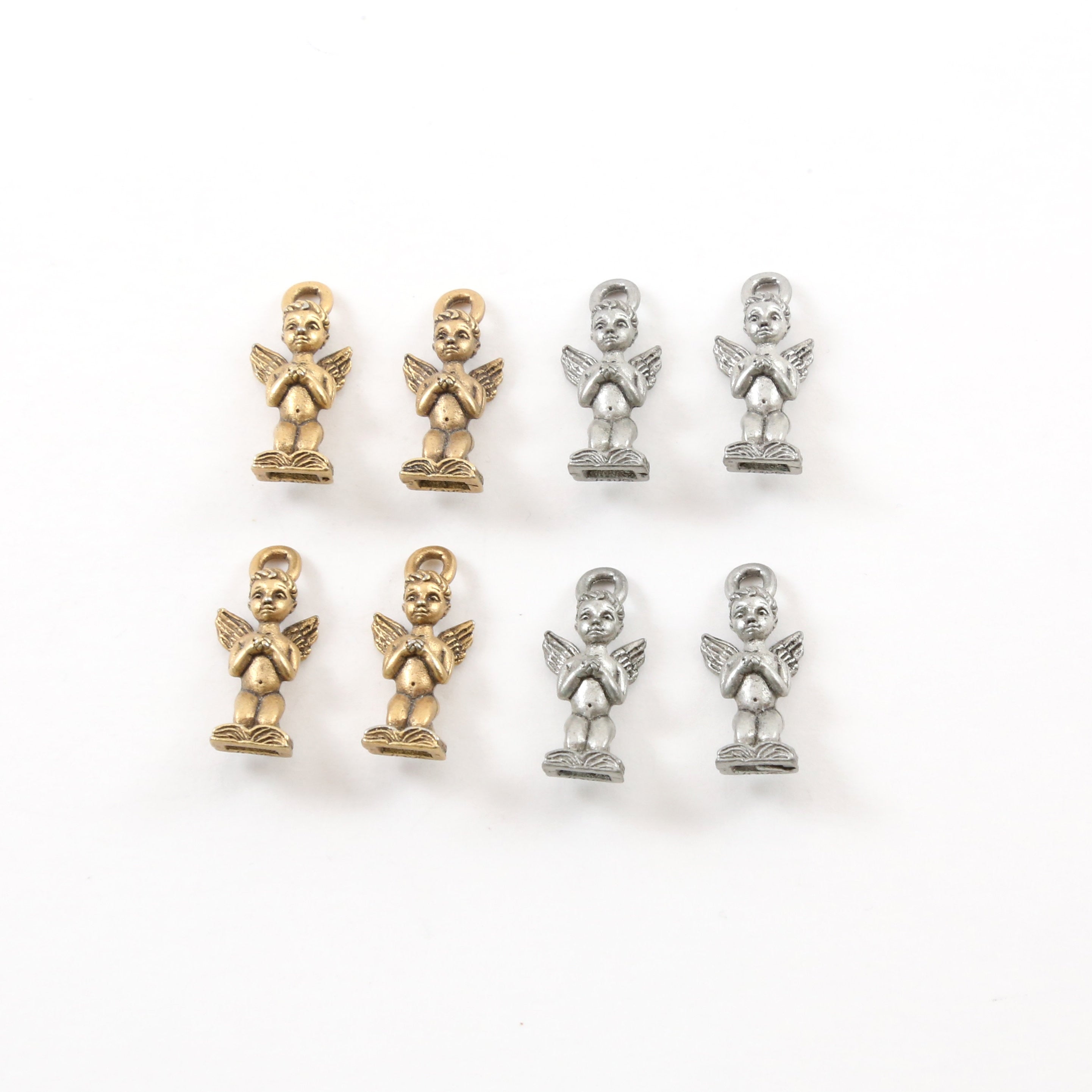 18mmx8mm Pewter Angel Cherub Angelic Coming Out of Book Bible Charm (4pc)