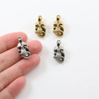 23mmx10mm Pewter Snake Skull Punk Pirate Skull Charm Pendant Halloween (2pc)