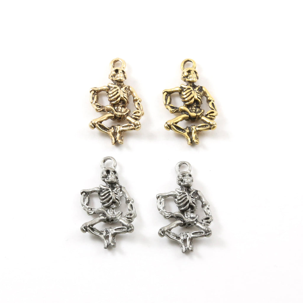 Pewter Dancing Skeleton Charm Pendant Halloween Skeletons Day (2pc)