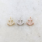10mmx8mm Brass Dainty Tiny CZ Pave Anchor Charm in Gold Silver Rose