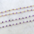 Sterling Silver or Vermeil Dainty Amethyst Purple Gemstone – Sold by the Foot