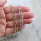 Sterling Silver or Vermeil Dainty Apatite Gemstone Blue – Sold by the Foot