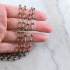 Sterling Silver or Vermeil Dainty Smokey Quartz Rosary – Sold by the Foot