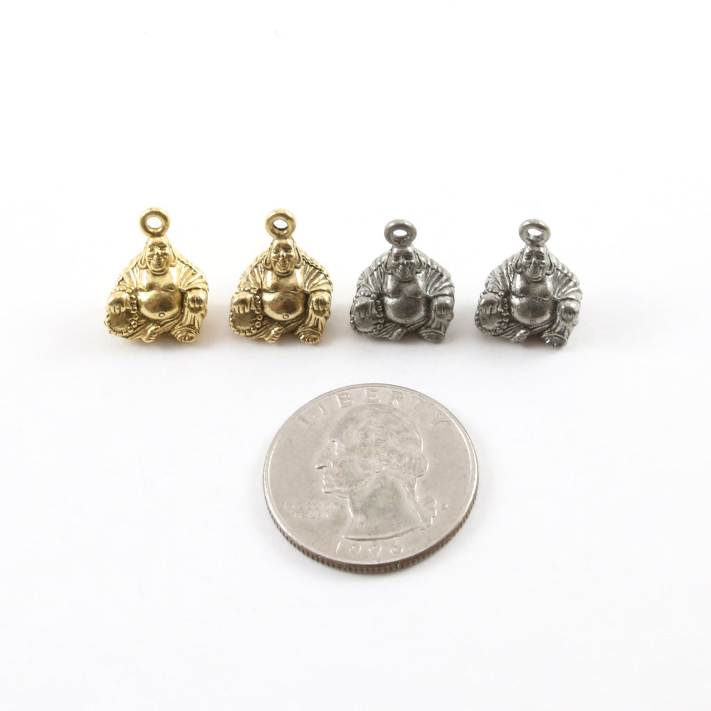 10mmx15mm Pewter Thick 3D Buddha Charm Buddha Mantra Yoga Religious (2pc)