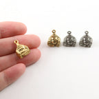 10mmx15mm Pewter Thick 3D Buddha Charm Buddha Mantra Yoga Religious (2pc)