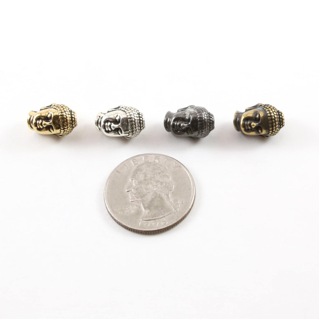Pewter Thick 3D Buddha Head Bead Buddha Mantra Yoga Religious