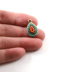 19mmx12mm Base Metal Teardrop Colorful Red and Blue Crystal Beaded Tribal