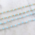 Sterling Silver or Vermeil Dainty Blue Chalcedony Gemstone – Sold by the Foot