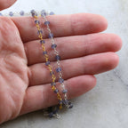 Sterling Silver or Vermeil Dainty Iolite Gemstone Rosary – Sold by the Foot