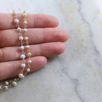Sterling Silver or Vermeil Dainty Medium Freshwater Pearl – Sold by the Foot