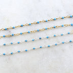 Sterling Silver or Vermeil Tiny Turquoise Rosary Beaded – Sold by the Foot