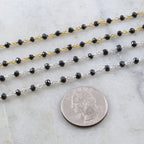 Sterling Silver or Vermeil Dainty Black Spinel Rosary – Sold by the Foot