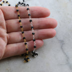Sterling Silver or Vermeil Dainty Black Spinel Rosary – Sold by the Foot