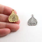 23mmx17mm Pewter Sitting Buddha Leaf Charm Buddha Mantra Yoga Religious
