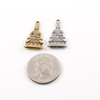 Pewter Detailed Sitting Buddha Double Sided Charm Buddha