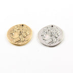22mmx22mm Pewter Ancient Greek Coin Symbol Double Sided Sculpture