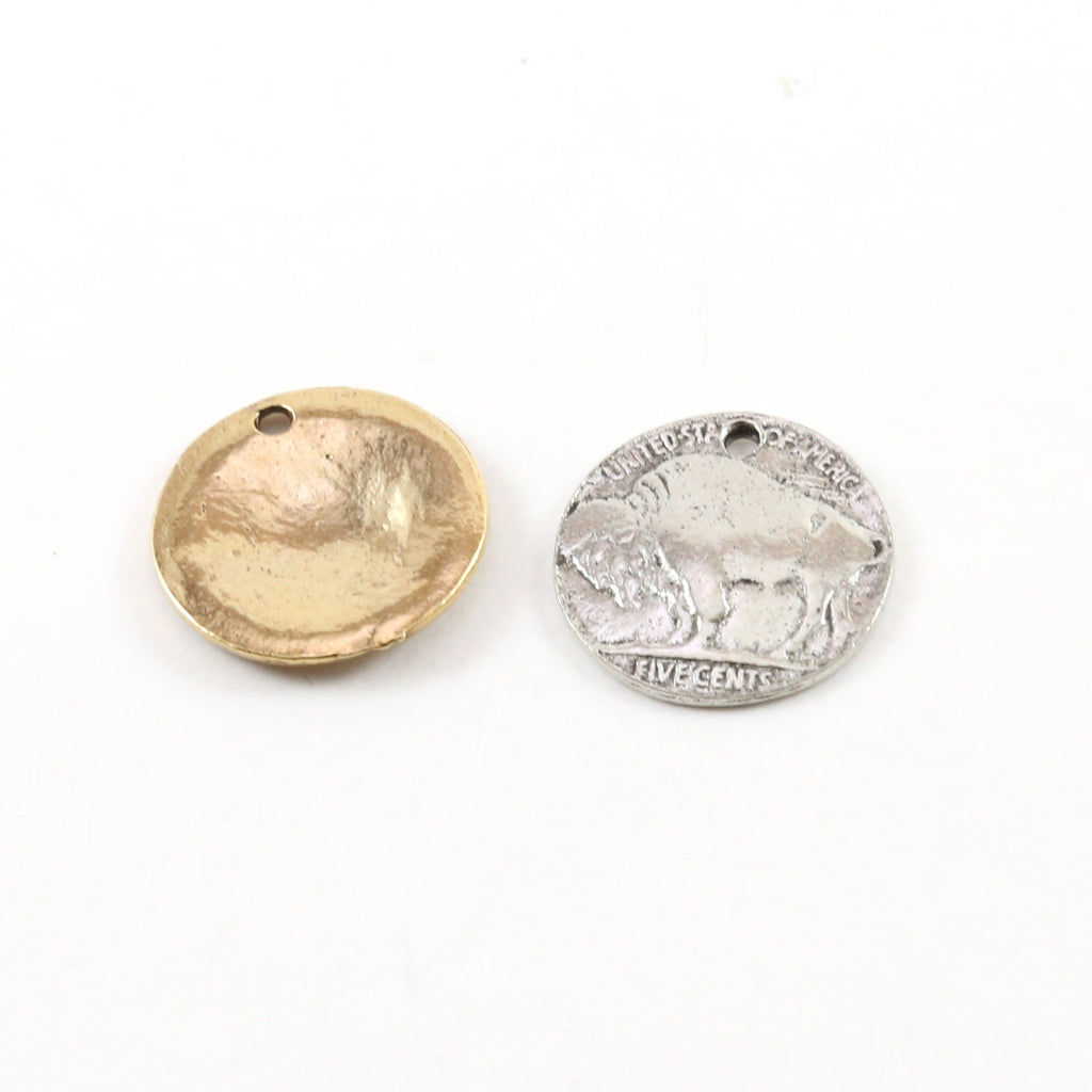 20mmx20mm Pewter United States Round Buffalo Five Cents Coin Charm