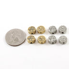 9mm Pewter Tiny Small Ancient Greek Coin Symbol Double Sided Bead (4pc)